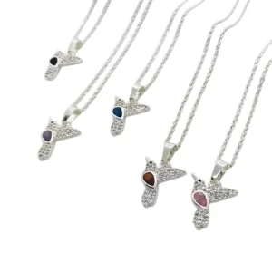 CADENA ACERO DORADO CON DIJE COLIBRI STRASS 45CM X UNIDAD - ACADI532D - Image 1