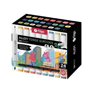 MARCADOR DOBLE PUNTA SURTIDO ALLOY CAJA X24 UNIDADES FILGO - ALLYM-EM24-SUR - Image 1