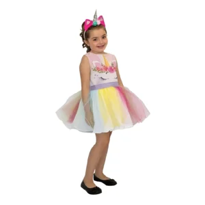 DISFRAZ UNICORNIO CON VINCHA TALLE 0 3/4 AÑOS - CAD1076 - Image 1