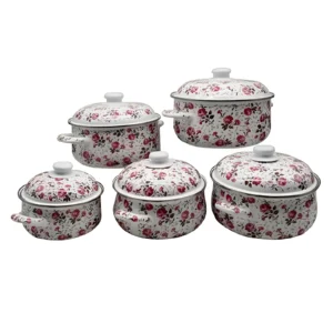 SET DE CACEROLAS ENLOZADAS FLOREADAS 18/20/22/24/26 X5 - 807D-5F/E501 - Image 1