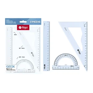 SET DE GEOMETRIA CRISTAL GEOX 20CM 3 PIEZAS FILGO - GEOXSET-C12 - Image 1