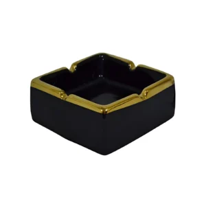 CENICERO DE CERAMICA CUADRADO BORDE DORADO 10X10X4CM - YW-5543 - Image 1