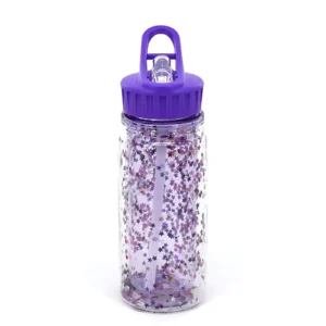 BOTELLA ACRILICA CON PICO CONFETTI 350CC X UNIDAD COLORES SURTIDOS TRENDY - 19023 - Image 1