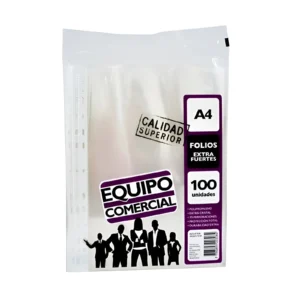 FOLIO A4 POLIPROPILENO EQUIPO COMERCIAL E/F 70 MICRONES X100 LUMA - 31-81