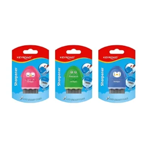 SACAPUNTAS CON GOMA Y CEPILLO EN BLISTER X UNIDAD COLORES SURTIDOS KEYROAD - KR972031