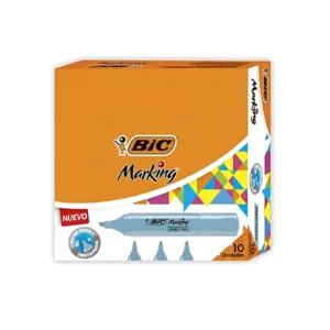 RESALTADOR CHATO TURQUESA PASTEL CAJA X10 UNIDADES BIC - - Image 1