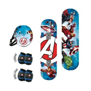 PATINETA SKATE CON SET DE PROTECCION 5 PIEZAS AVENGERS SOPORTA HASTA 55KGS 70X20CM - 12006 - Image 1