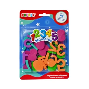 JUGANDO CON NUMEROS DE GOMA EVA 4CM 44 PIEZAS EN BLISTER 17X24CM KREKER - 822 - Image 1