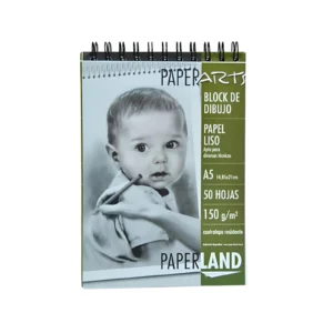 BLOCK DE DIBUJO A5 BLANCO 150GRS 50 HOJAS CON ESPIRAL PAPERLAND - 80.10.20.5.1 - Image 1