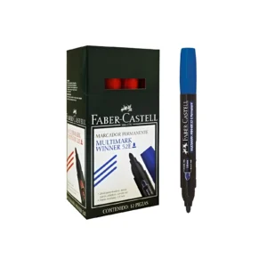 MARCADOR PERMANENTE WINNER 52 AZUL PTA RED X12 FABER 15