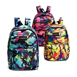 MOCHILA 17" ESPALDA CAMUFLADA X UNIDAD COLORES SURTIDOS TRENDY - 9881