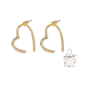 AROS ACERO DORADO PASANTES CORAZON CON STRASS 3X3CM LAS OREIRO - 17246 - Image 1