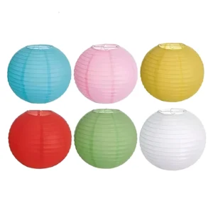 LAMPARA DE PAPEL DE ARROZ REDONDA 30CM X UNIDAD COLORES SURTIDOS - YW-4074 - Image 1