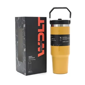 VASO TERMICO DE ACERO CON PICO AMARILLO 900CC WANDERLUST - 39423 - Image 1