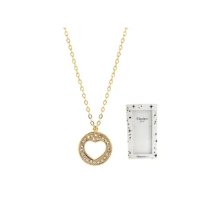 CADENA ACERO DORADO CON DIJE CORAZON STRASS LAS OREIRO - 17263 - Image 1