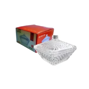 PORTAVELAS VIDRIO CON TAPA RAYADO 7X6CM EN CAJA - 1256N/YY2261 - Image 1