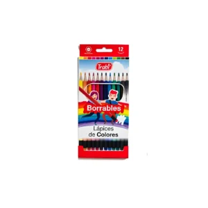LAPIZ DE COLOR LARGO BORRABLES DE RESINA CAJA X12 TRABI