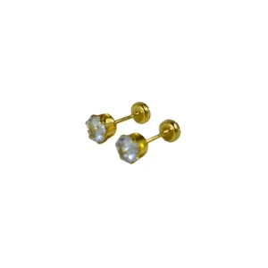 AROS ABRIDORES DE ACERO DORADO CON STRASS X PAR - CL1899 - Image 1