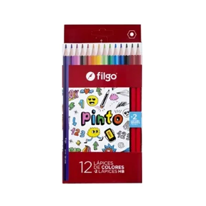 LAPIZ DE COLOR LARGO CON 2 LAPICES GRAFITOS CAJA X12 UNIDADES FILGO - PN201-E12-SUR2HB