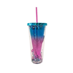 VASO ACRILICO CON TAPA Y SORBETE SIRENA 650CC X UNIDAD COLORES SURTIDOS - PT08 - Image 1