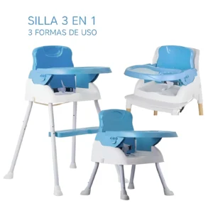 SILLA DE COMER PLEGABLE 3 EN 1 CELESTE 70X35X30CM - OKBB0218 - Image 1