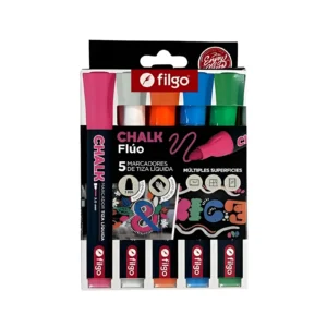 MARCADOR DE TIZA LIQUIDA CHALK FLUO 3.0MM CAJA X5 UNIDADES FILGO - CHLKM-E5-SUR - Image 1