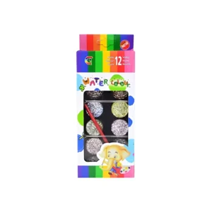 ACUARELA 12 COLORES C/GLITTER Y PINCEL 7X16CM - 514520/ - Image 1