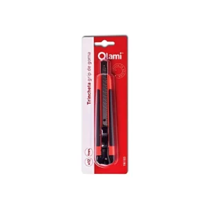 TRINCHETA CON GRIP GOMA Y GUIA METAL 9MM EN BLISTER OLAMI - TRI103 - Image 1