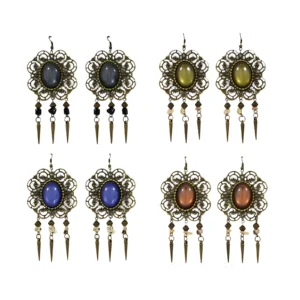 AROS BIJOU FLOR CON PIEDRA COLORES SURTIDOS - Image 1