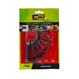 SET DE LLAVES ALLEN MILIMETRICA X10 BLISTER 13.5X21CM PITBUILD - 3723PEI - Image 1