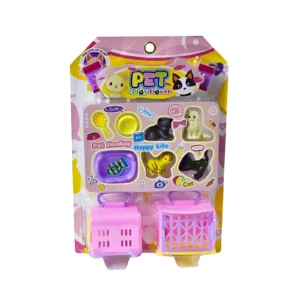 SET DE MASCOTAS CON ACCESORIOS  9 PIEZAS EN BLISTER 10 X29CM - F-02139B - Image 1