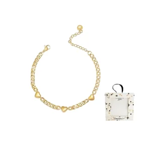 PULSERA ACERO DORADO CON DIJE CORAZON 17CM LAS OREIRO - 17301 - Image 1