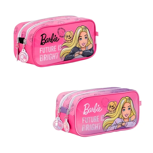 CARTUCHERA 2 CIERRES RECTANGULAR 24X12CM BARBIE X UNIDAD WABRO - 35605S/11640